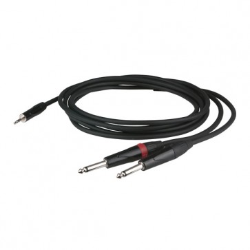 Minijack stereo til 2 mono jack FLX kabel 3 mtr.